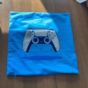 Blue gaming PS5 square pillow case blue/white/black cloth